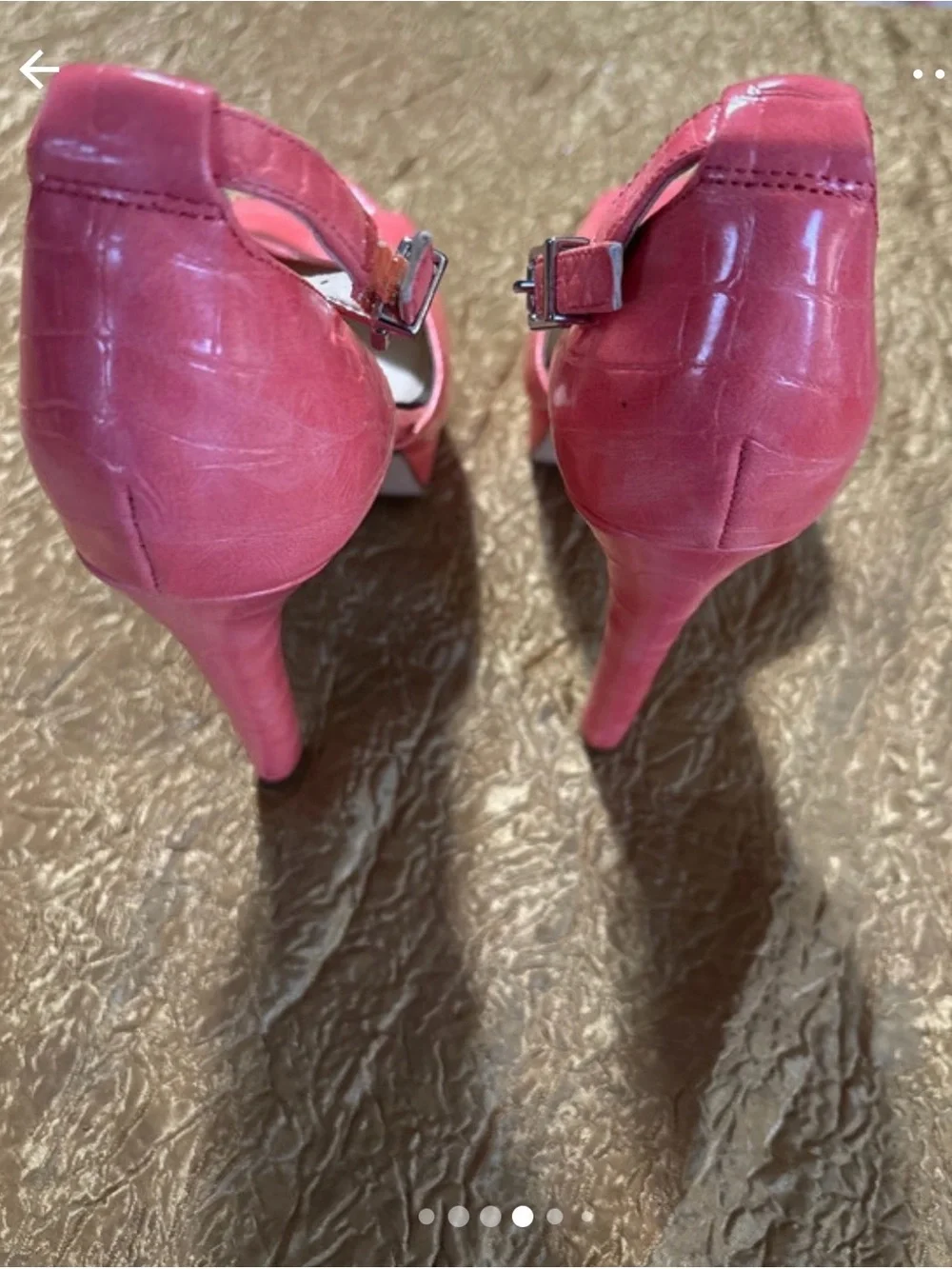 Jessica Simpson Pink Croc-Embossed Platform Peep-Toe Heels